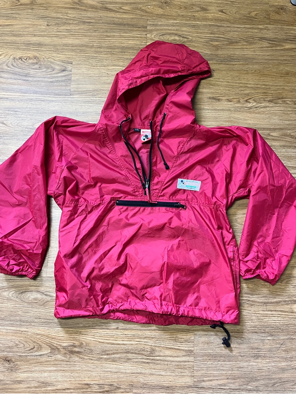 Vintage 90s Mickey Mouse Walt Disney Red Pullover Windbreaker Jacket Anorak M